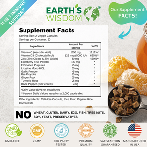 supplement facts of immune shield formula by earth's wisdom
