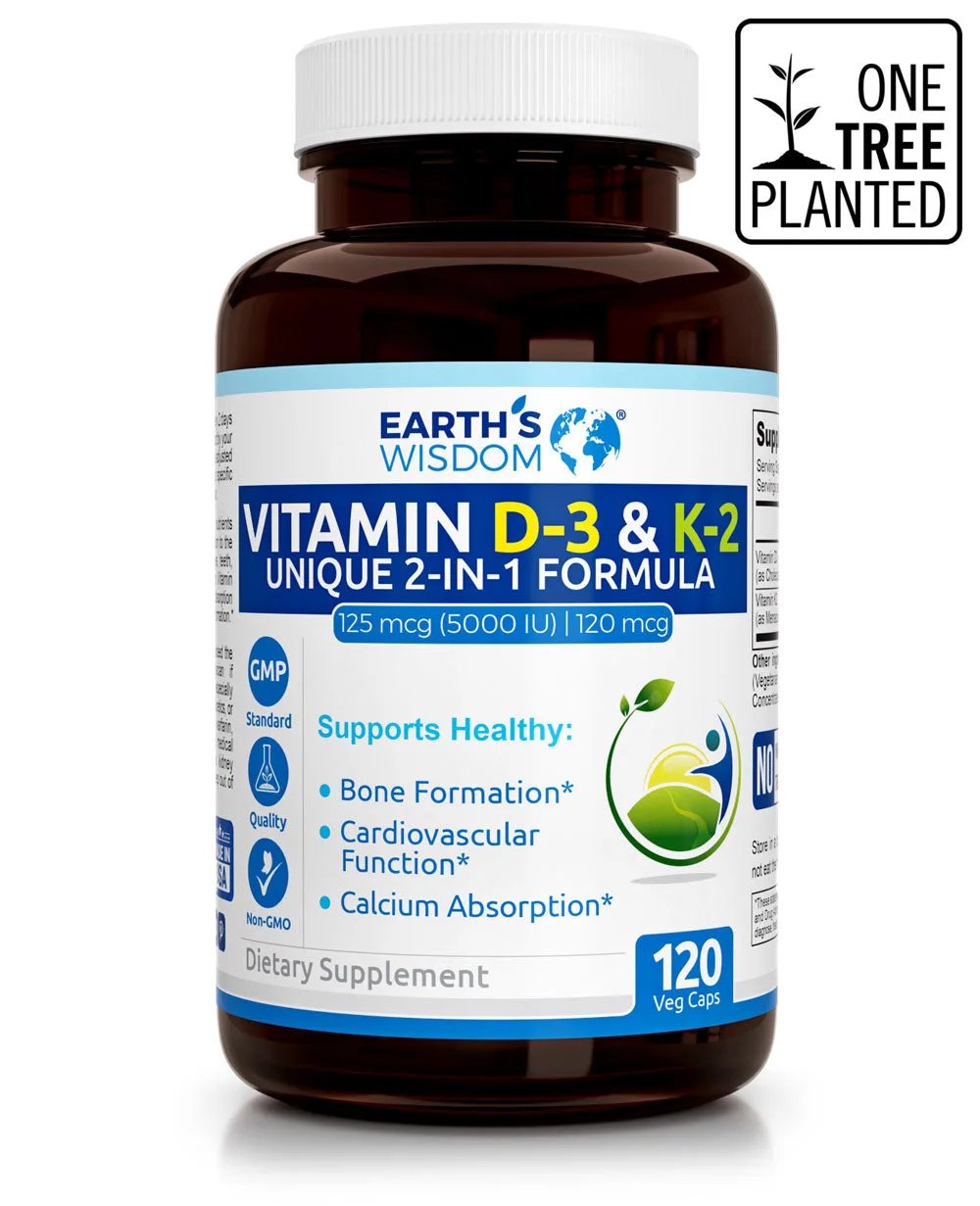 Earth's Wisdom Vitamin D3K2 Supplement