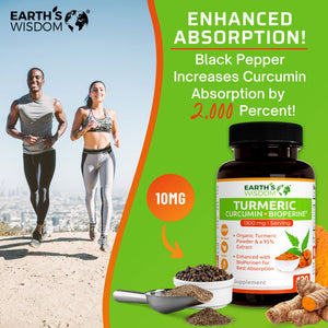 Earth's Wisdom Organic Turmeric Curcumin with black pepper has enhanced absorption.